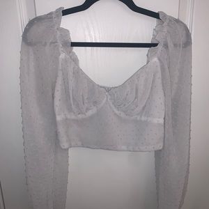 White Long Sleeve Crop Top